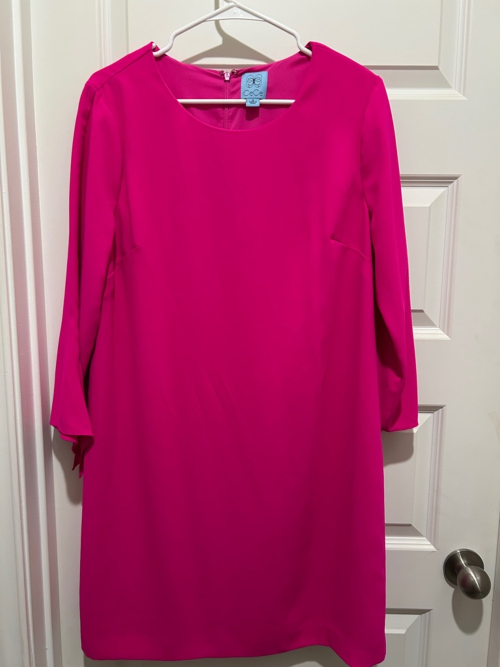 CeCe Hot Pink Long Sleeve Shift Dress